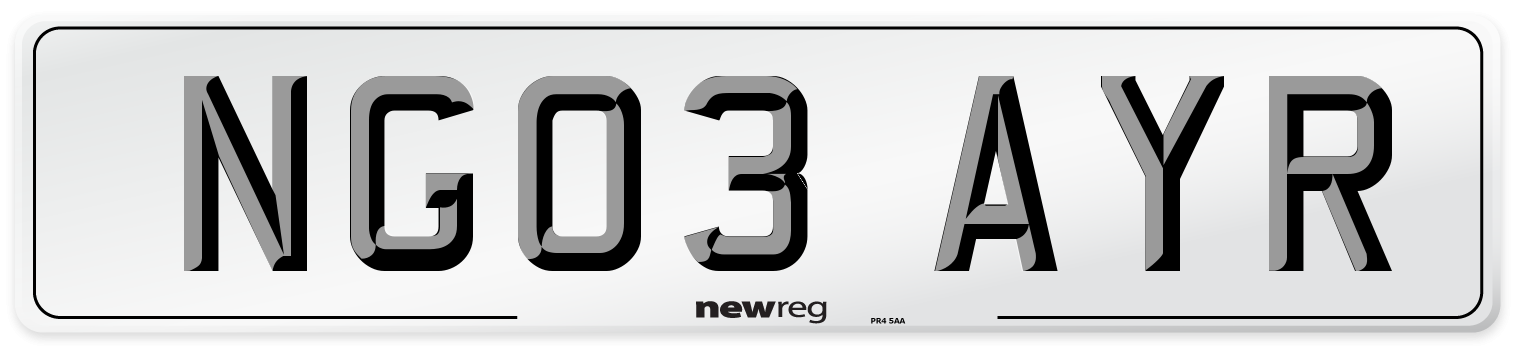 NG03 AYR Number Plate from New Reg